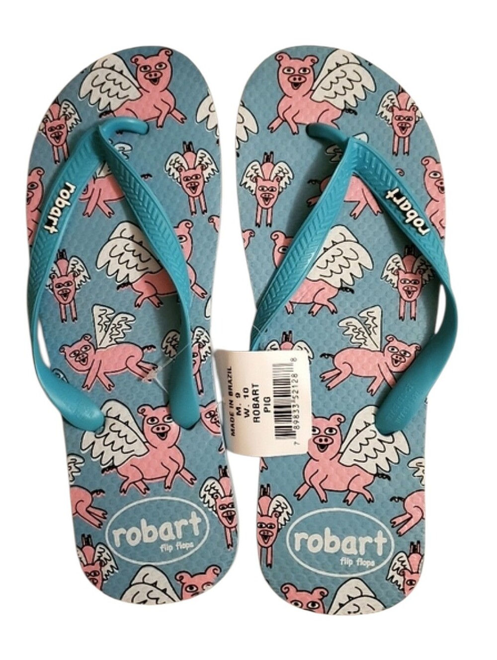 Robart Flying Pigs Flip Flops Art for your Feet NWT Size 10